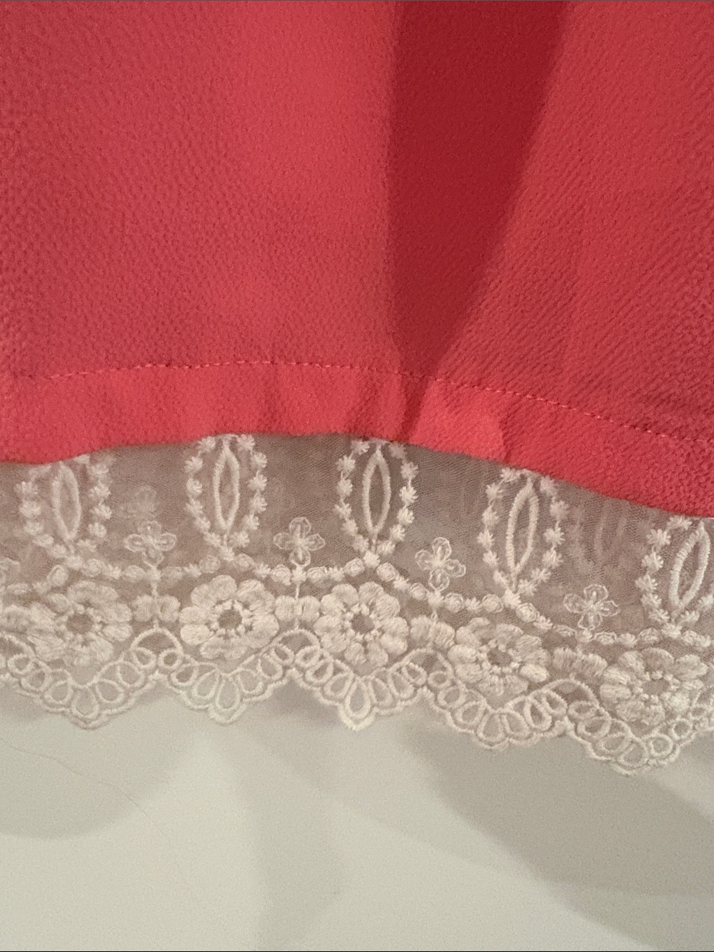 Monteau Girl Coral Lace-Trim Belted Girls' Dress - Picture 4 of 5